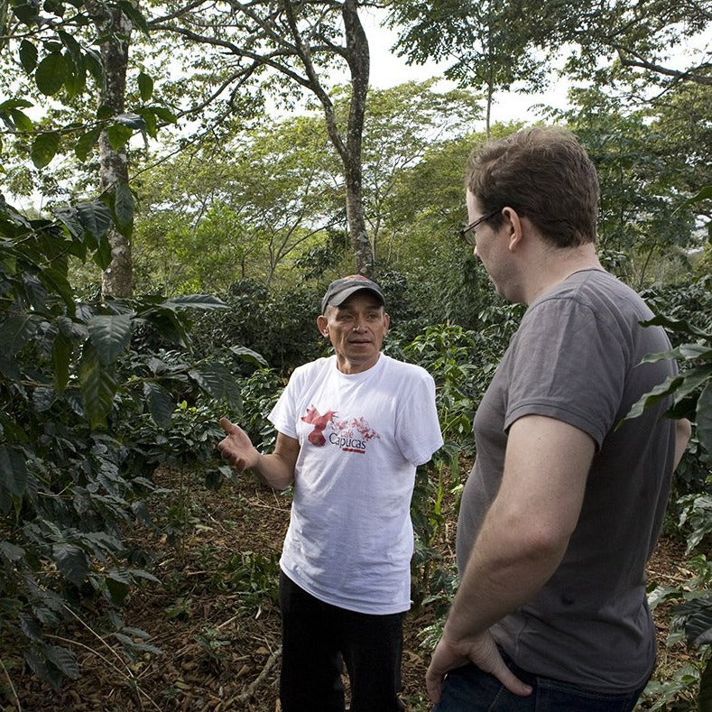 Coffee Farmer Panchito Villeda explains how he grows his coffee to Slack Bag Founder Dan Streetman.  Panchito is recognized for growing the best green coffee beans by his Fair Trade Organic Cooperative in Western Honduras.